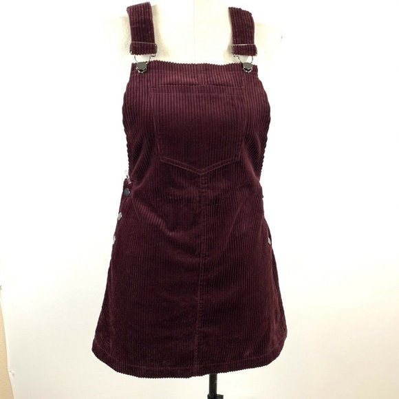 FOREVER 21 Dresses & Skirts - Forever 21 Corduroy Overalls Size Small Burgundy Aline Dress
